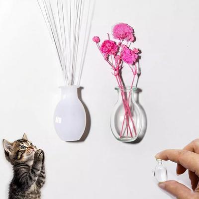 Tiny Cat Whisker Vase Holder Glass Material With Magnet for Pet Hair Storage Dollhouse Dry Flower Plant Display Refrigerator