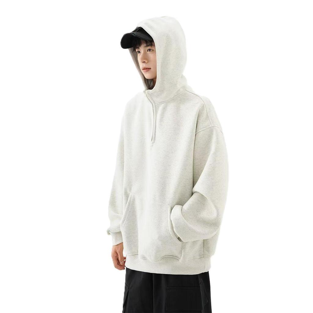 Men's Heavyweight Half-Zip Hoodie - New Spring/Autumn Design, Casual & Versatile High Street Loose Fit Hooded Jacket