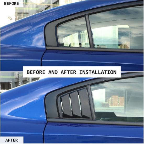 Schwarze Seitenfenster-Lüftungsgitter Abdeckungen Jalousien für Dodge Charger 2011+