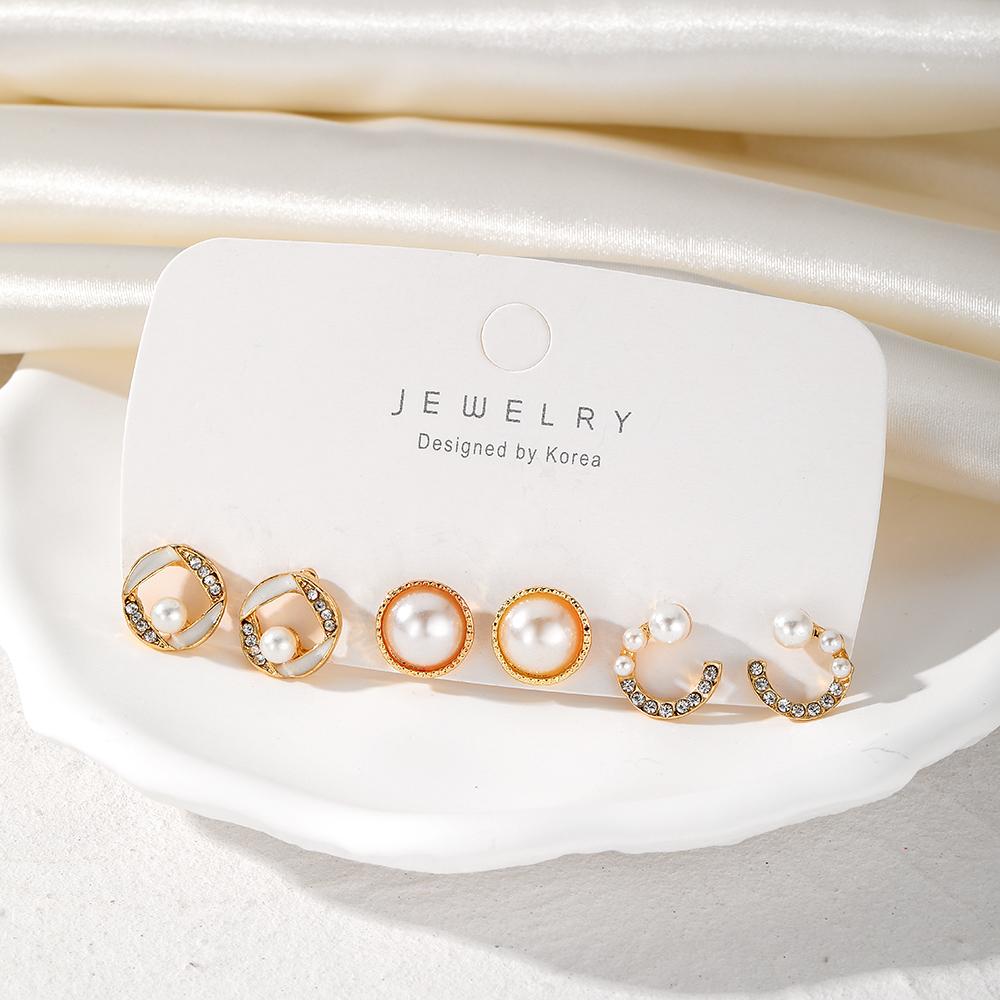 2023 Perlenkarten-Set mit 3 Ohrringen, luxuriöses Perlen-Diamant-Ohrring-Set, modisches Damen-Elegantes Set mit 6 Mädchen-Geburtstagsparty-Geschenken, hundert passende Schmuckstücke