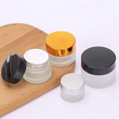 5-50g Buzlu Cam Krem Kavanozu Gümüş/Altın/Siyah/Beyaz Makyaj Kavanozu Doldurulabilir Şişeler