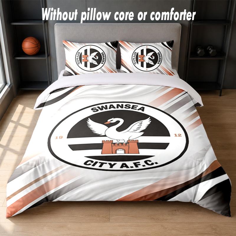 Set Biancheria da Letto Swansea City Design 1 Copripiumino + 2 Federe Morbido Traspirante Biancheria da Letto per la Casa