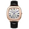New Quartz Watch Men's Women's Fashion Square Leather Gold White Sapphire Couple Watch