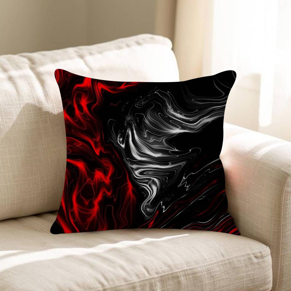 Federa per Cuscino Decorativa da Divano per Soggiorno Casa Decorazione Personalizzata Ripple Art Nero Rosso