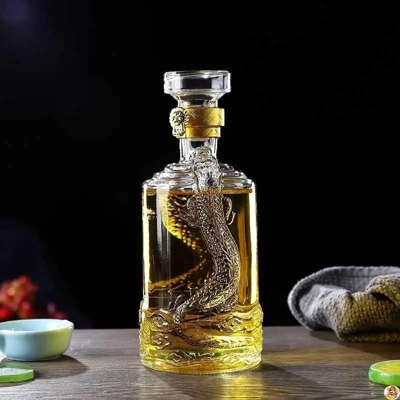 

Круглый графин для виски с гравировкой дракона 500 мл, барная бутылка для спиртного, ликера, шотландского бурбона