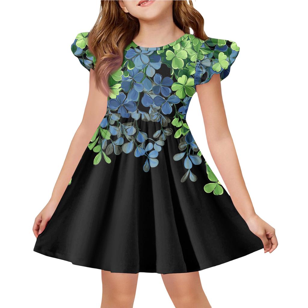 Letnia Sukienka Księżniczki dla Dziewczynek - Sukienka T-shirtowa o Kroju A. dzień Patryka