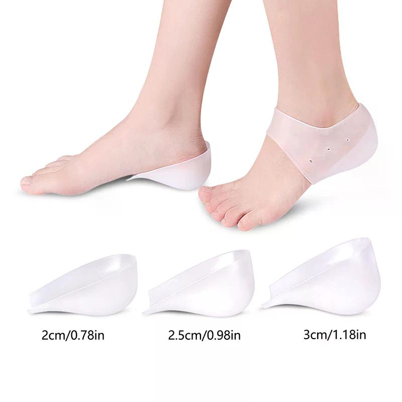 Aumento Altezza Invisibile 2-3CM Calzini in Silicone Cuscinetti Tallone in Gel Supporto Arco Plantare Ortopedico Cuscino Tallone Solette Plantari Massaggio Piede