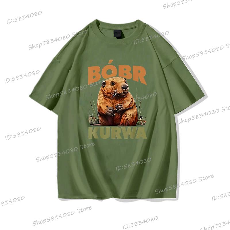 Cartoon Biber Kurwa T-Shirt Hohe Qualität 100% Baumwolle Kurzarm T-Shirts Kurwa Biber Unisex Mode Lässige T-Shirts Grafisch Bedruckt