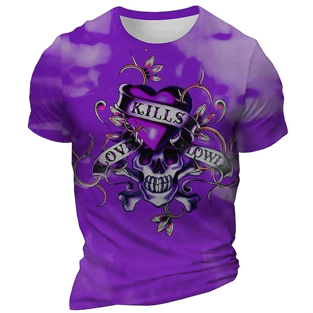 Men T Shirt 3d Print Skull T Shirt Short Sleeved Oversized Streetwear Tees Summer Casual New Fashion Men's O Neck Top Pullover