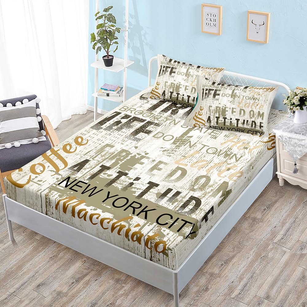 Three-Piece Mattress, Bedspread, Colored Letter Mattress, Protective Cover.