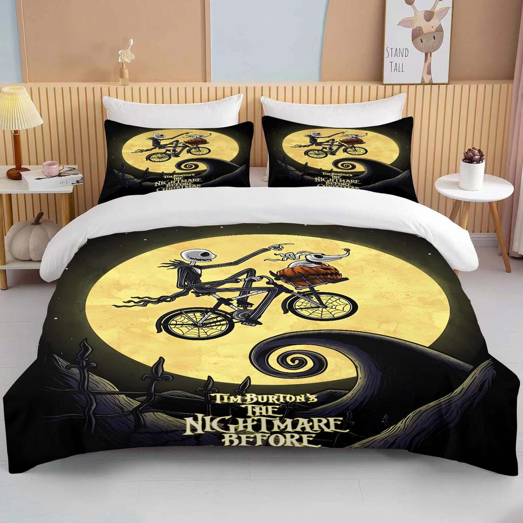 Set Biancheria da Letto Stampato 3D The Nightmare Before Christmas 1 Copripiumino 2 Federe Set Biancheria da Letto per Adulti e Bambini Varie Misure