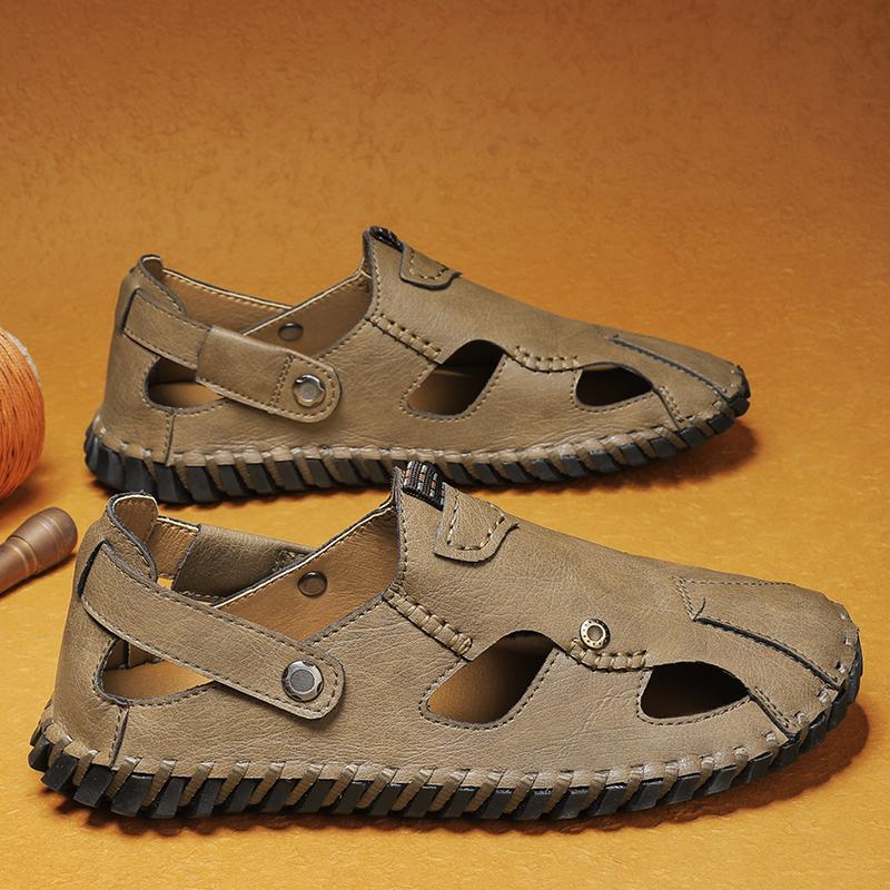 Fashion Casual Men Genuine Leather Soft Sandals Comfortable Beach Shoes High-Quality Men Roman Summer Men Sandals Size 38~48