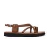 Sheepskin version~ Retro cross strap cover toe platform beach leather sandals women's shoes casual