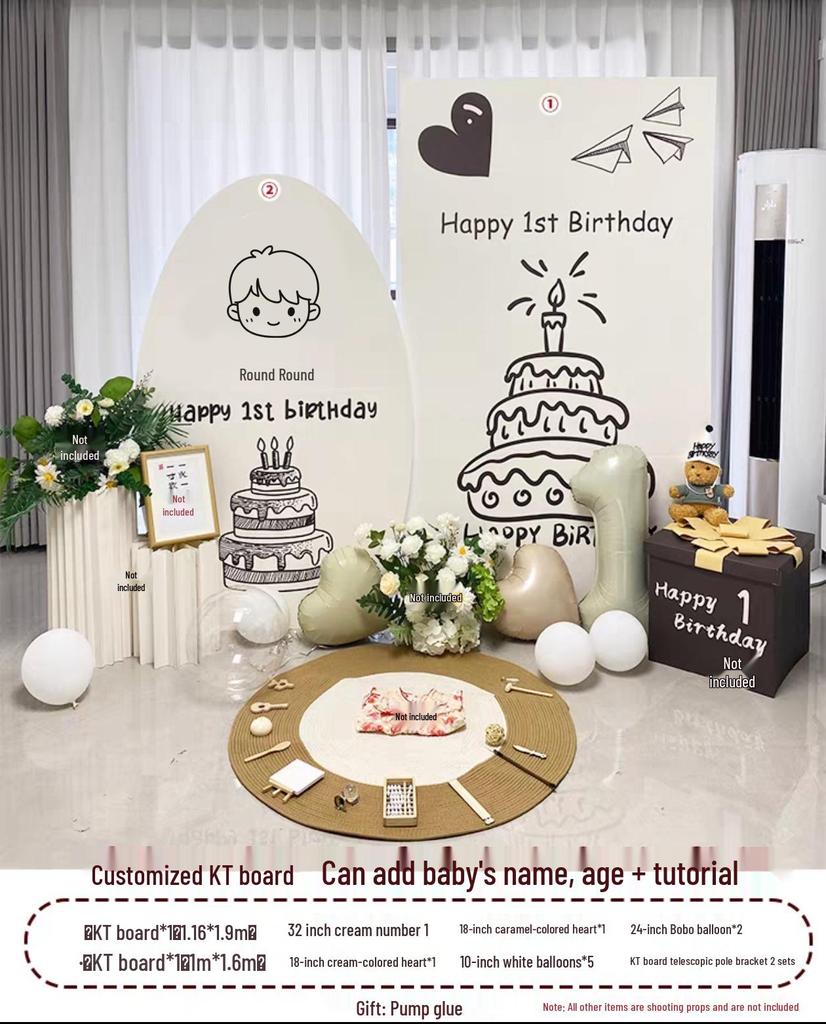 Korean Style First Birthday Decorations: Balloons & Backdrop for Boys & Girls