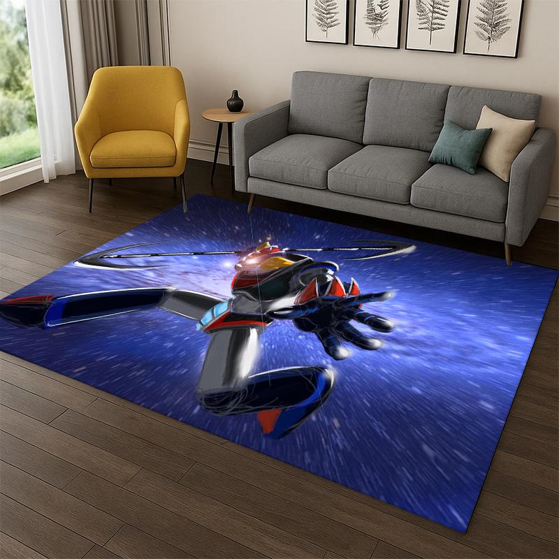Retro Cartoon UFO Robot Grendizer Anime Carpet Rug for Bedroom Living Room Sofa Doormat Home Decor,Kid Game Area Rug Non-slip
