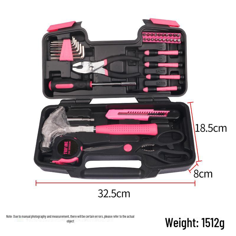 

Набор женских инструментов розового цвета из 39 предметов с полным набором инструментов из углеродистой стали в красочной формованной коробке 39-piece ladies tool set розовый