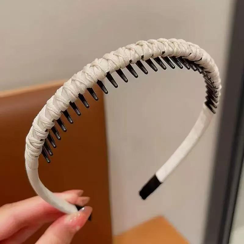 Rutschfestes dünnes geflochtenes Stirnband mit Zähnen für Damen - Ideal zum Waschen des Gesichts und Styling