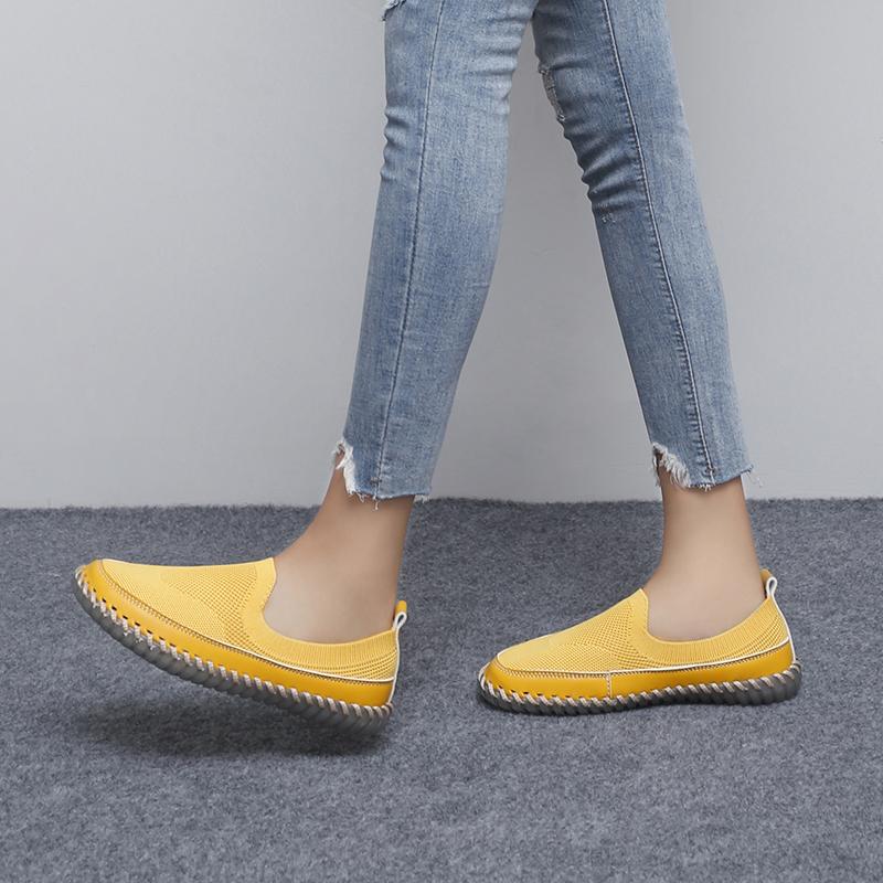 Women's Handmade Mesh Sneakers Slip On Loafers Breathable Casual Shoes Flats Summer