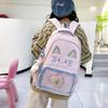 Cartoon Embroidery Cat's Ears Backpacks Primary Middle High School Students Lightweight Waterproof Travel Bag Multi Pocket College Student Schoolbags
