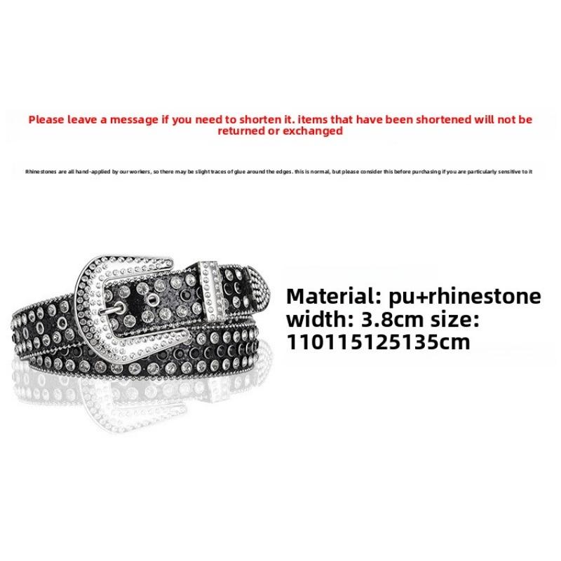 Women's European and American feng shui diamond leather belt, handmade diamond-encrusted fashionabl