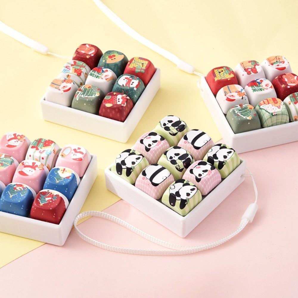Cartoon Animals 9-Key Keyboard Pendant Creative Finger Press Keycap Keychain  Keychain Use