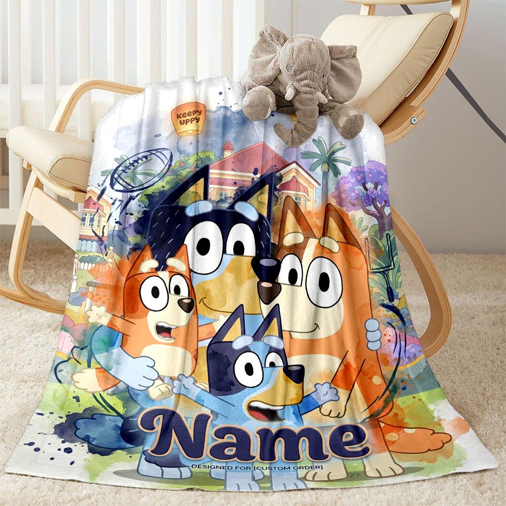 Bluey's Soccer Science Fun Customize Your Name Blanket Lightweight Customizable Blanket Ultra-Soft Perfect for Bedding Chair Office Seaside