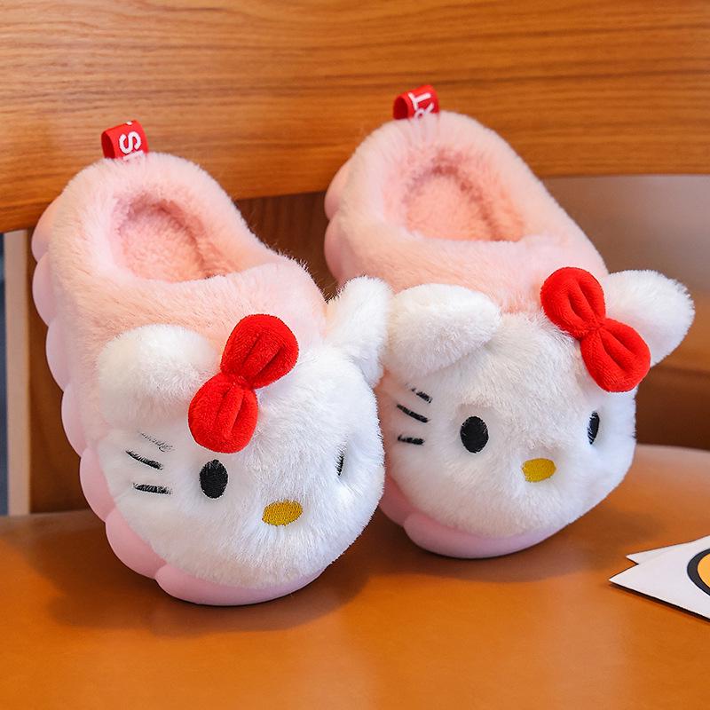 New Autumn/Winter Cartoon Kids' Cotton Slippers - Adorable Non-Slip Parent-Child Home Shoes