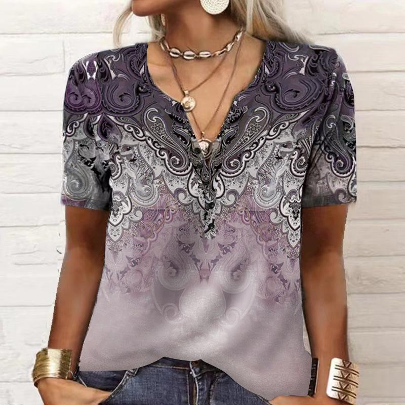 Women's 5XLT Shirt Spring and Summer Casual Fashion Tops Women's Short-sleeved Printing Trend Bottoming Shirt T-shirt