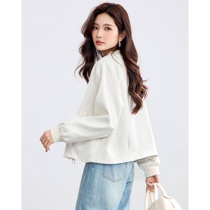 TERRE BLEUE Women's Casual Baseball Collar Short Jacket