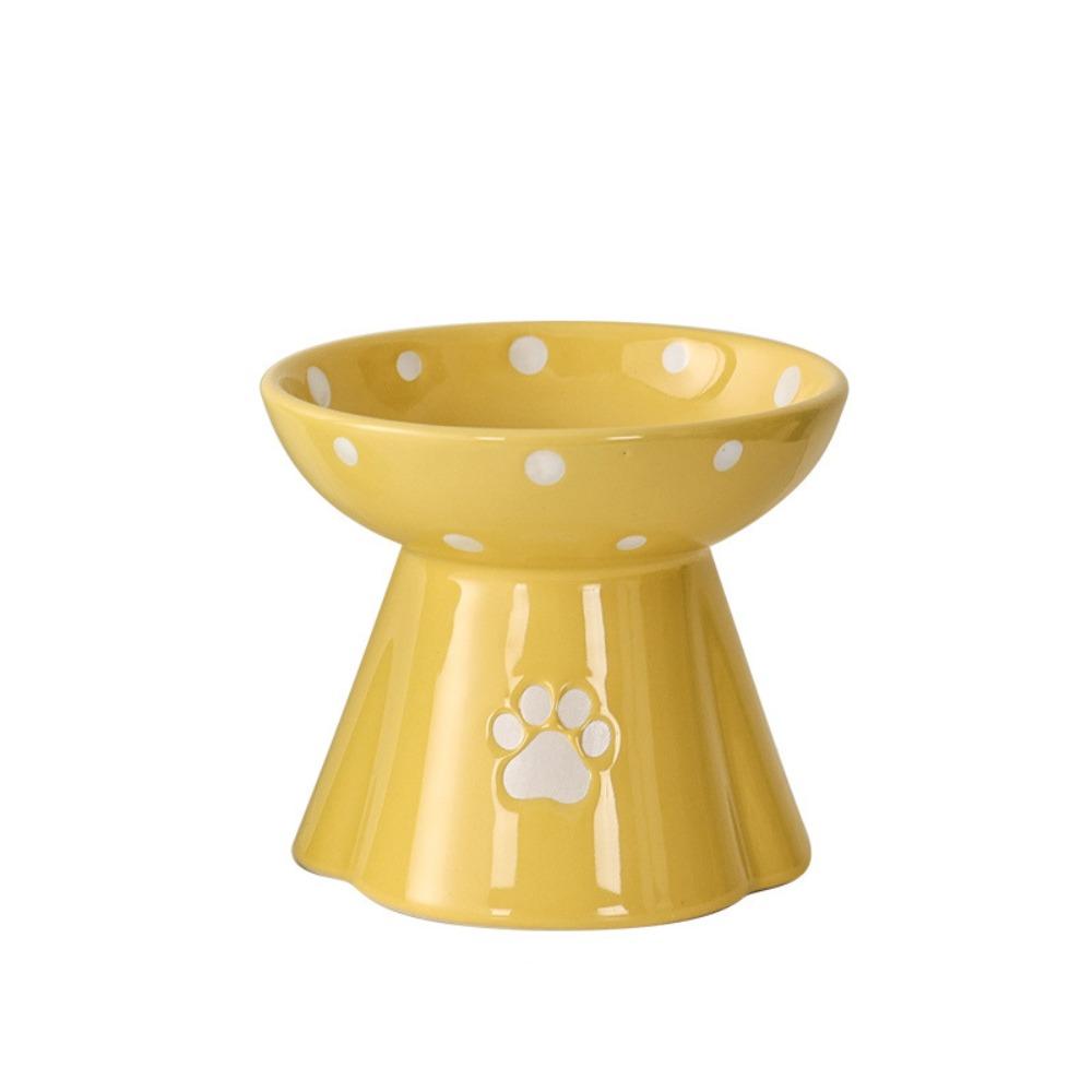 

Cute Pet High Foot Bowl Anti Tipping Pet Drinking Feeder Dog Food Feeding Basin Kitten Puppy жёлтый