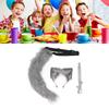 Cat Ears and Wolf Animal Tail Cosplay Costume Faux   Hair Clip Headdress Halloween Leather Neck Chocker Set Animal Cosplay Party Costume