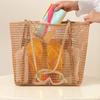 Tragbare Netztasche Großes Fassungsvermögen Wiederverwendbare Aufbewahrungstaschen für Kinderspielzeug Schwimmstrandtasche Damen Make-up Organizer Einkaufshandtasche