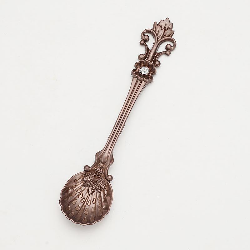 1Pcs 11cm Royal Style Metal Carved Coffee Spoon Set Vintage Table Spoon Antique Tea Spoons Coffee Spoonork Tablespoons
