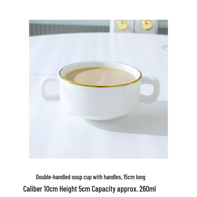 Nordic Gold Rim Steak Knife & Fork Plate Set - Western Dining & Breakfast Tableware