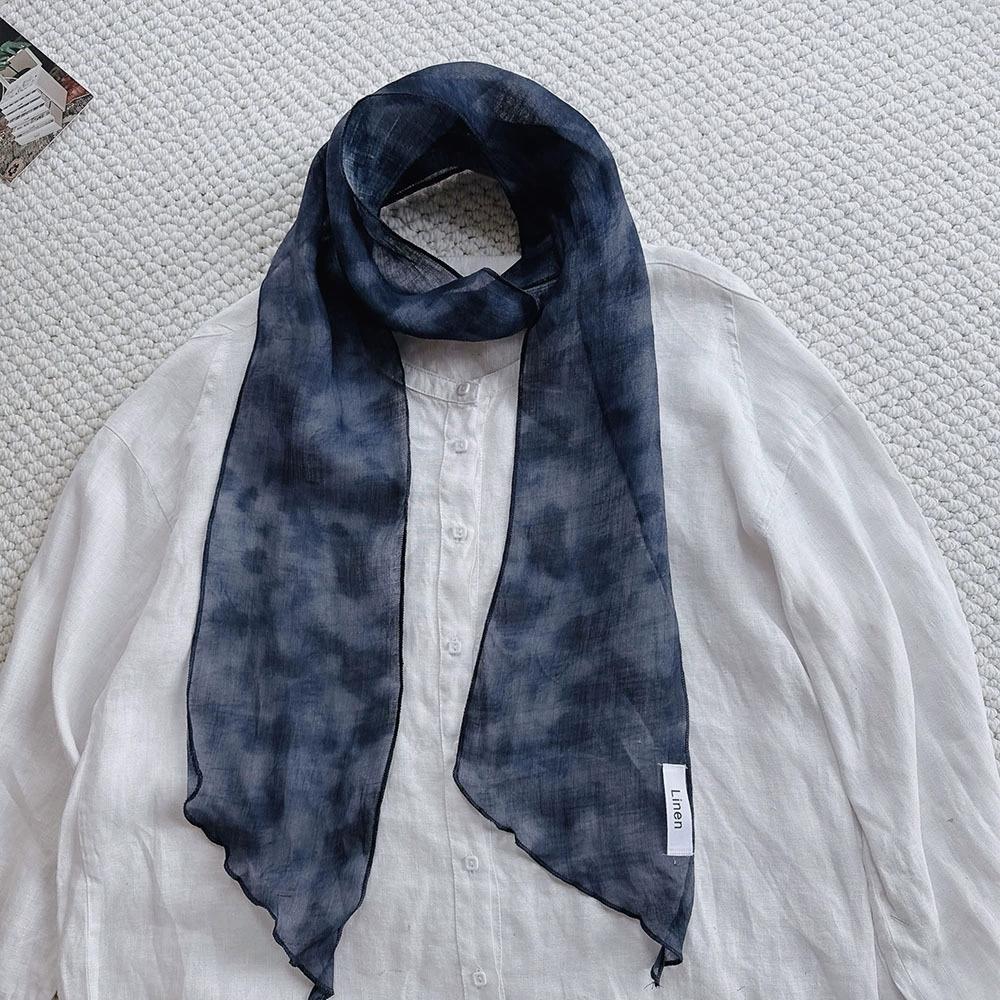 100% Linen Breathable Long Spring and Autumn Scarf For Women Original Style Artistic Neck Protection Soft Scarves 14x170cm