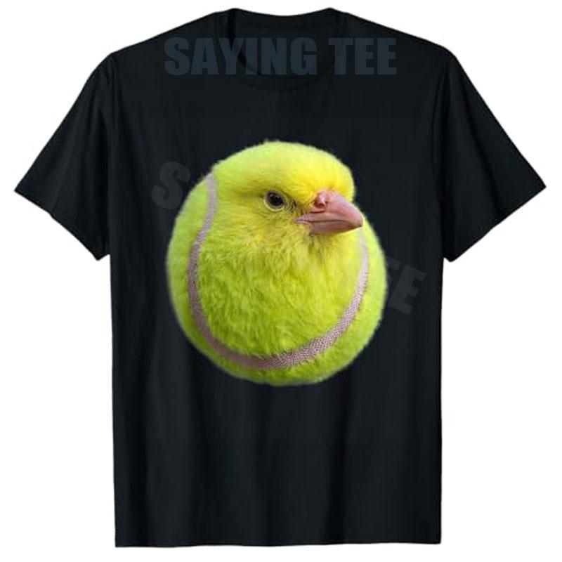 Cute Tennis Ball Bird Meme Funny Brainrot Silly TShirt Y2k Tennis Fans Players Graphic Apparel Humor Aesthetic Saying Tee Tops S