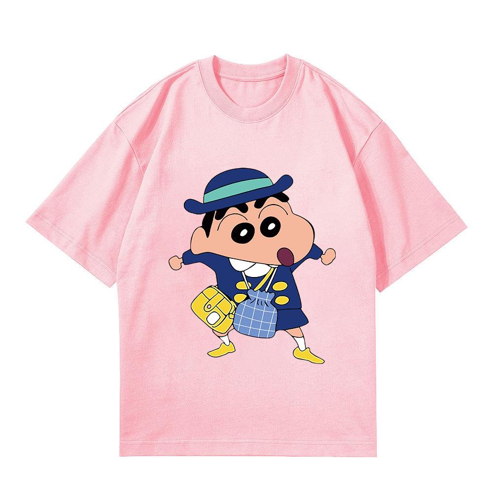 Summer Crayon Shin Chan Cartoon Print Women Tops Casual Fashion Round Neck Print Harajuku T Shirt 100% Cotton Short Sleeves