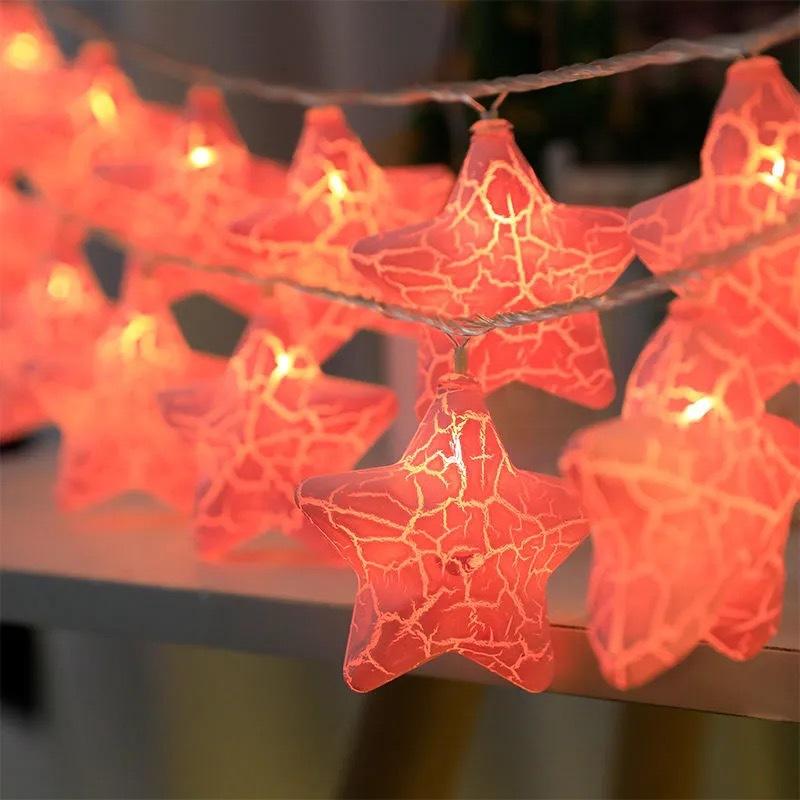 

1.5/2/3/6m Led Crack Star Color Battery Light String Five Pointed Star String Lights Christmas Decoration Festival Room Layout 1.5m 10 lights красный