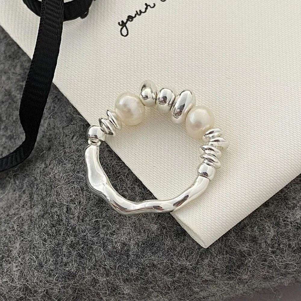 Vintage Minimalist Design Rings Light Luxury Personality Rings Elegant Pearl Finger Rings  Party