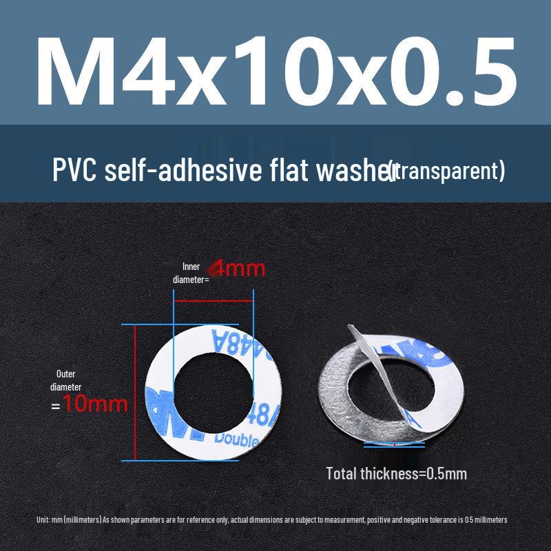 Yigu Transparent PVC Adhesive Flat Washer - Single-Sided Plastic Round Ring M2/M3/M5
