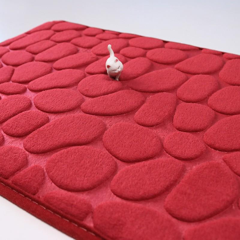 Cross-Border Coral Fleece Embossed Solid Color Stone Bathroom Mat.