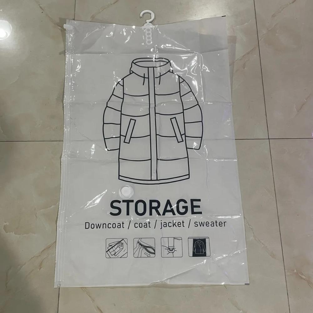 Transparent Vacuum Compression Bag Hang Hook Vacuum Seal Storage Bag  Suits/Dress/Jacket