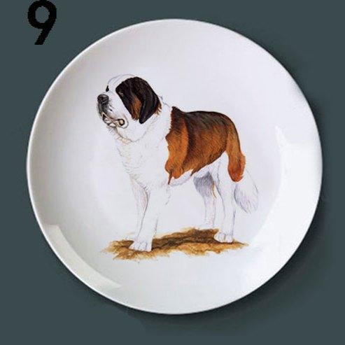 

8-inch Creative Wall Hanging Plate Ceramic Hand Drawn Animals Dog Desk Ornament Bracket Art Living Room Hanging Decor Craft Gift 8inch20cm