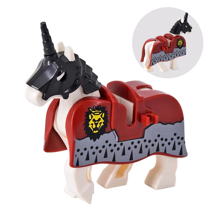 Jednotlivě prodávaný středověký rytíř římský válečný kůň Rohan zvíře stavebnice akční figurky DIY hračky pro děti dárky