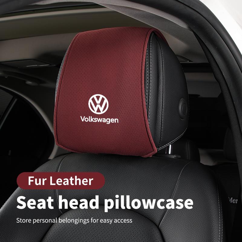 swe3Car Headrest Cover Seat Head Rest Neck Pillow Protector For Volkswagen VW Golf Polo Tiguan Passat Jetta Scirocco Sagitar Touareg