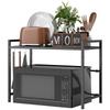 Expandable Microwave Oven Rack with 3 Hooks - Black