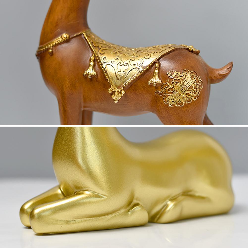 2Pcs Wealth Deer Ornament The Deer Of Fortune Figurine Resin Modern Artistic Tabletop Deer Statue Gift For Birthday Housewarming