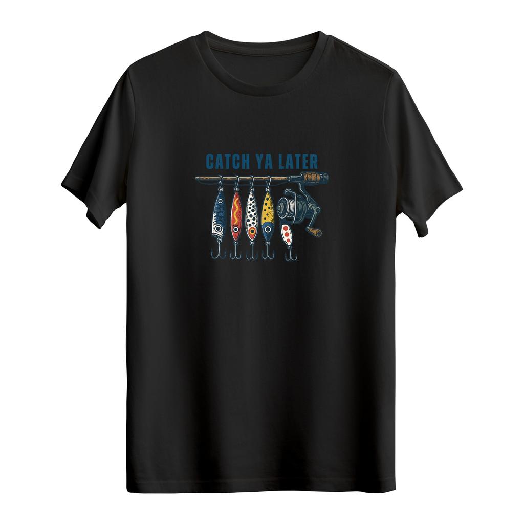Vintage Catch Ya Later Fishing Rod Lures Graphic Tshirt Soft Cotton Retro Fisherunisex Art Daily Casual Short Sleeve Tops