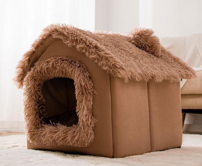 Cuccia Pieghevole per Gatti Casa per Cani Inverno Villa per Gatti Cuccia per Dormire Nido Caldo Rimovibile Tende Chiuse Grotta Divano Forniture per Animali Domestici
