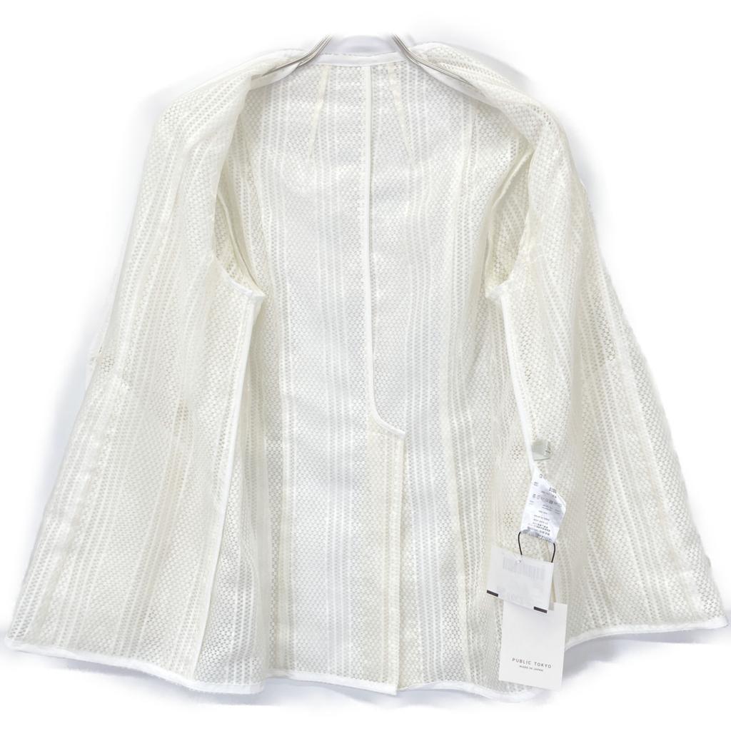 PUBLIC TOKYO White 162353003 Mesh Collarless Jacket Jacket FREE whiteUsed